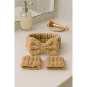 Mikrofiber Welsoft Saç Bandı ve Bileklik Seti – Makyaj & Yüz Yıkama Için