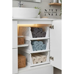 3 Adet Çok Amaçlı Kayar Raf – Dolap Içi Çekmeli Modüler Düzenleyici Gardırop Mutfak Banyo