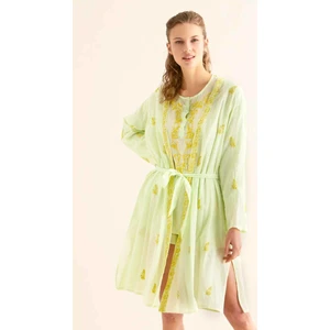 İşlemeli Açık Kimono Açık Yeşil Y9962101_436