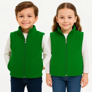 Kolsuz Fermuarlı Astarlı Çift Cepli Dik Yaka Çocuk Yelek