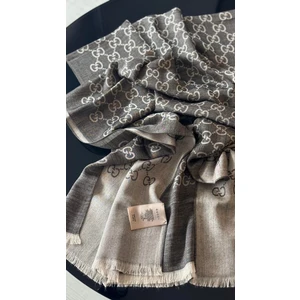 Siyah-Gri Gucci Kaşmir Şal