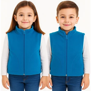 Kolsuz Fermuarlı Astarlı Çift Cepli Dik Yaka Çocuk Yelek