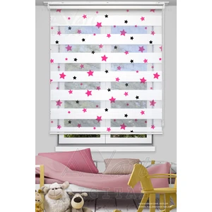 Avart Digital Pembe Siyah Yıldız Baskılı Çocuk Odası Perdesi - Dijital Baskılı Zebra Stor Perde