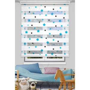 Avart Digital Mavi Siyah Yıldız Baskılı Çocuk Odası Perdesi - Dijital Baskılı Zebra Stor Perde