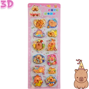 Fancy Space Capybara Disney 3 Boyutlu Sulu Sticker Pembe