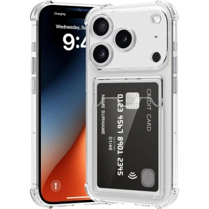 Apple iPhone 17 Pro Uyumlu Kılıf Kartlık Bölmeli Arkası Şeffaf Soft Dayanıklı Kılıf Kapak