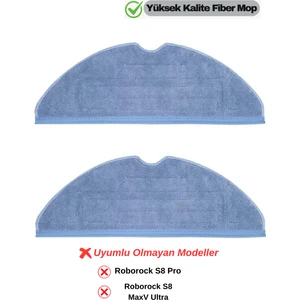 Roborock S8 Plus,s8 Pro Ultra,s8 /s7,s7+,s7 Max V,s7 Maxv Plus Uyumlu Mop Paspas Yedek Seti-2 Adet