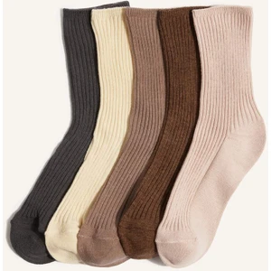 Kız Çocuk 5'li Pamuklu Uzun Çorap G0236A8NS