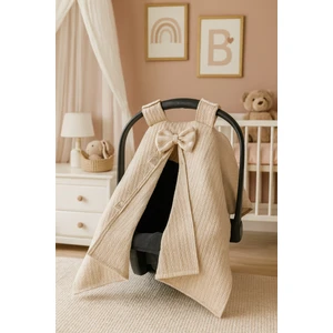 Beyge Baby Pamuklu Kahve Örgü Pikeli Tekli Puset Örtüsü