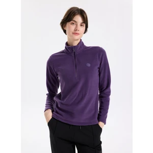 Discovery Expedition D5WL-SWT3302 Mor Fermuarlı Yaka Basic Düz Kadın Polar Sweatshırt