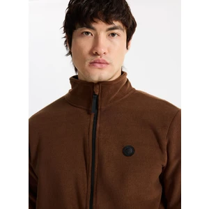 Discovery Expedition D5WM-SWT3301 Kahve Dik Yaka Basic Düz Erkek Polar Sweatshırt