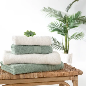 Angelina 4'lü Banyo Havlu Seti (50X90 CM/70X140 Cm) - Ekru / Adaçayı