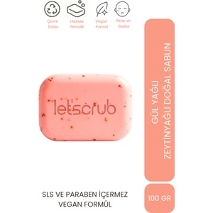 Let'scrub Zeytinyağlı  Doğal Gül Yağı Sabunu Canlandırıcı ve Onarıcı 100gr Tüm Cilt Tipleri Için