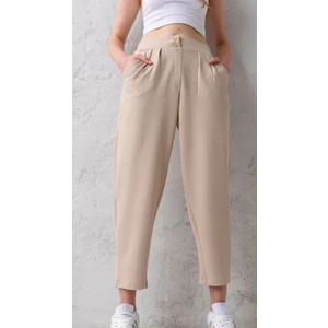 Çift Düğmeli Havuç Model Bilek Boy Kadın Kumaş Pantolon