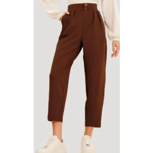 Çift Düğmeli Havuç Model Bilek Boy Kadın Kumaş Pantolon