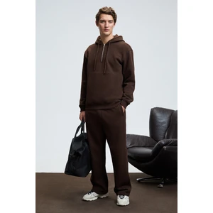 BENSON Erkek Kordonlu Lastikli Bel Relaxed Fit Kahverengi Eşofman Altı