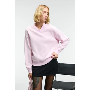 ARINEL Kadın V Yaka Regular Fit Pembe Sweatshirt