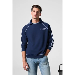 CASIMIR Erkek Göğsü Nakışlı Karyoka Dikişli Omuz Ve Kolları Şeritli Ribanalı Polo Yaka Lacivert Swea