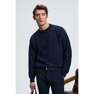 TROMSO Erkek Pofuduk Yumusacık Recyle Bisiklet yakalı Triko Lacivert Kazak