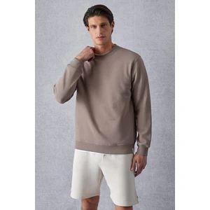 TRAVIS Erkek Organik Kumaşlı Yumuşacık Regular Fit Yuvarlak Yakalı Vizon Sweatshirt