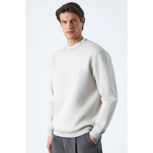 Travıs Erkek Organik Kumaşlı Yumuşacık Regular Fit Yuvarlak Yakalı Ekru Sweatshirt