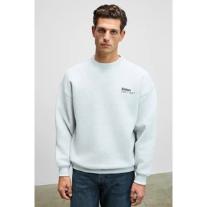 Ernest Erkek Organik Pamuklu Yumuşacık Baskı Detaylı Bisiklet Yaka İçi Polarlı Grimelanj Sweatshirt