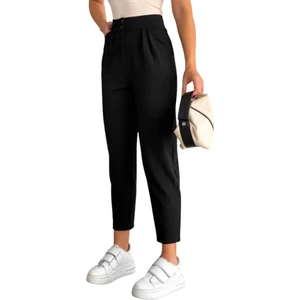 Çift Düğmeli Havuç Model Bilek Boy Kadın Kumaş Pantolon