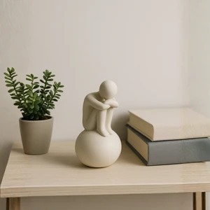 Nevhan Sanat Minimalist Düşünen Figür Biblo – 10 cm | Modern Sanatsal Dekor