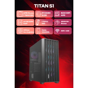 Game Garaj Titan S1 Amd Ryzen 7 7800X3D 64GB RAM 1TB SSD RTX5080 240MM Sıvı Soğutma Freedos Oyuncu OEM Paket