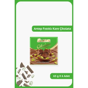 Antep Fıstıklı Sütlü Kare Çikolata - 65 gram - 6 Adet