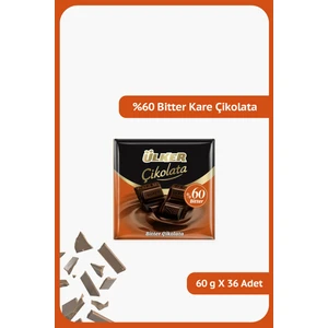 %60 Bitter Kare Çikolata - 60 gram - 36 Adet