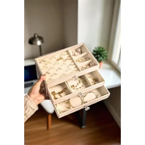 Inci 3 Çekmeceli Mücevher Saklama Kutusu Bölmeli Şeffaf Takı Yüzük Kolye Muhafaza Şık