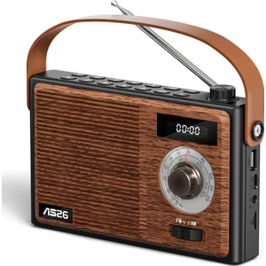 Retro Bluetooth Radyo Hoparlör – Am/fm Çift Mod, 6W Güçlü Ses, 1500 Mah Şarjlı Batarya, Usb/tf Kart/aux Girişli, Taşınabilir Ahşap Tasarım, Vintage Müzik Kutusu 11.6cm Yükseklik | AS26