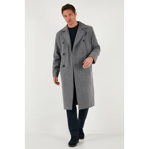 Loose Fit Kruvaze Yaka Uzun Astarlı Kaşe Kaban Erkek Kaban 681003