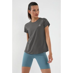 Tommy Life Koyu Gri Basic Kısa Kol Standart Kalıp O Yaka Kadın T-Shirt - 97144