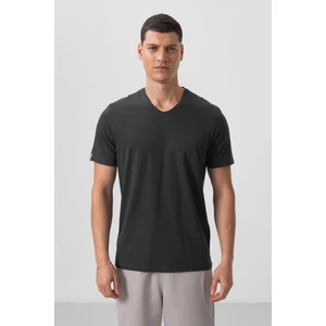 Tommy Life Antrasit Basic Kısa Kol Standart Kalıp V Yaka Erkek T-Shirt - 87912