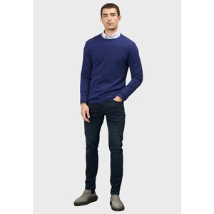 Altınyıldız Classics Erkek Indigo Anti-pilling Özellikli Tüylenme Yapmayan Standart Fit Bisiklet Yaka Dokulu Triko Kazak