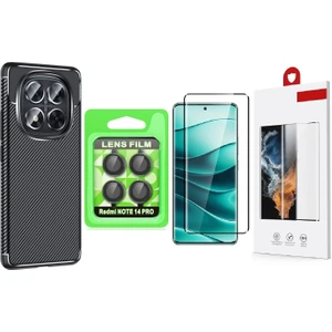 Xiaomi Redmi Note 14 Pro 5G Kılıf Zore Negro Silikon Kapak + Kamera Lens Koruyucu + Polymer Nano Ekran Koruyucu