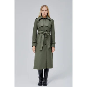 Haki Regular Rüzgarlık Detaylı Kaşe Kaban