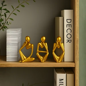 Nevhan Sanat  Ev & Ofis Dekoru – Gold 3’lü İnsan Figürü Seti | El Yapımı Minimalist Heykel Takımı