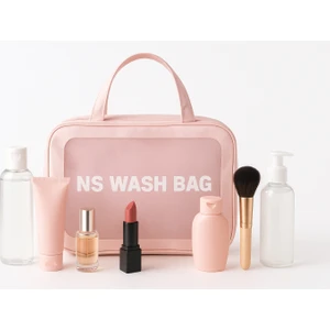 NS Reliable Şeffaf Makyaj Çantası - Açık Pembe Large