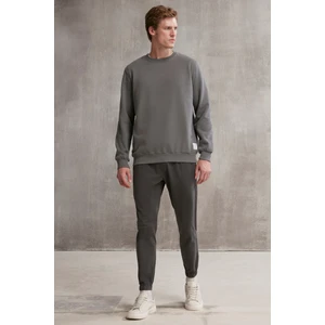 Jakob Erkek Dokuma Yıkamalı 4 Cepli Kalın Dokulu Paçası Lastikli Antrasit Pantolon