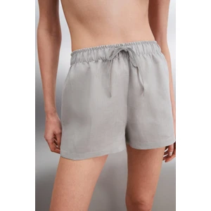 Melthara Kadın %100 Keten Regular Gri Şort