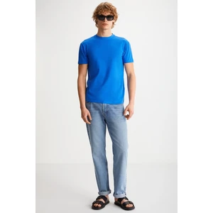 TIAGO Erkek Saks Mavi T-Shirt