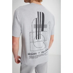ELIJAH Baskılı Bisiklet Yaka %100 Pamuk Grimelanj T-Shirt