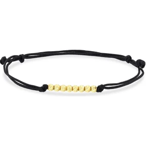 14 Ayar Forever Dorika Altın Siyah Ipli Bileklik