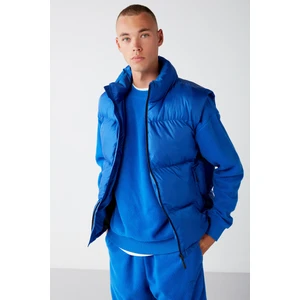 Lennon Erkek Şişme Yelek Kalın Kabarık Su Itici Recycle Polyester Dolum Fermuarlı Saks Mavi Yelek