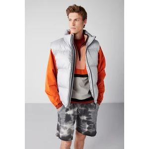 Lennon Erkek Şişme Yelek Kalın Kabarık Su Itici Recycle Polyester Dolum Fermuarlı Gri Yelek