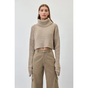 Balıkçı Yaka Crop Kazak Vizon