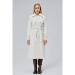 Ekru Regular Rüzgarlık Detaylı Kaşe Kaban